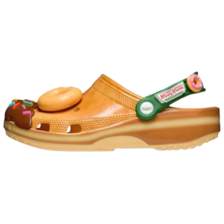 Crocs Krispy Kreme X Classic Clog Glazed Doughnut Unisex Sneakers Tan Green 211443-78Z