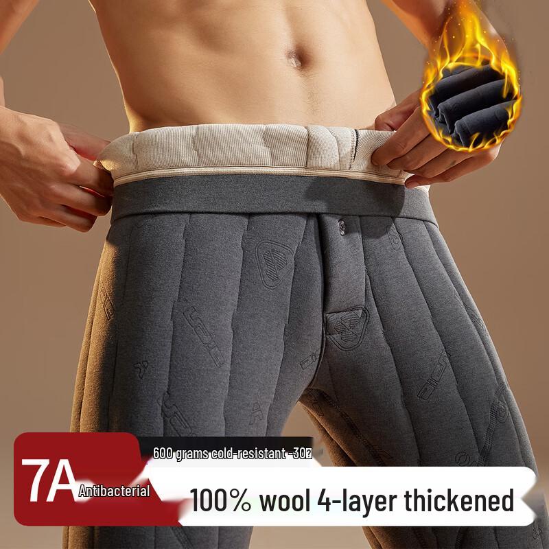 Men's Thickened Modal Thermal Pants with 100% Wool Lining