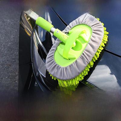 Retractable Chenille Car Wash Mop - Three-Section Dust & Wax Tool