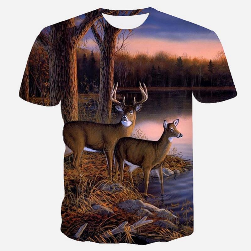 Animal Tiger 3D T-shirt Men's Lion Short Sleeved Men's Quick Drying T-shirt