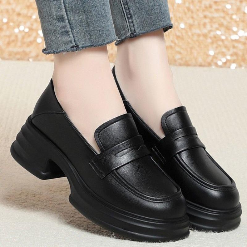 Women's autumn new women's shoes thick-soled one-pedal single shoes increase the height of casual small leather