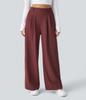 Women's High Waist Pleated Wide Leg Dress Pants Solid Color Office Business Trousers With Side Pockets