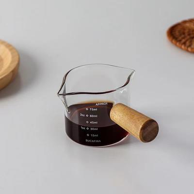 Niche Design Extract Espresso Measuring Cup Seasoning Pour Milk Can Wooden Handle Graduated Glass Heat-resistant Small Milk Cup