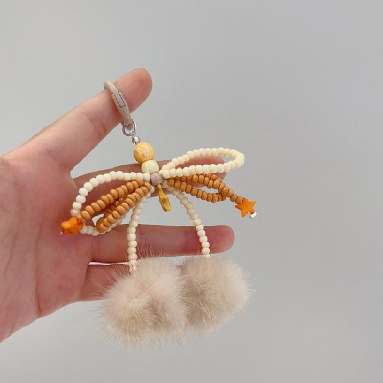 Bowknot Plush Ball Charm Pendant Chain Y2K Phone Straps Pocket Keychain Strap