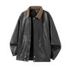 American Deconstructed Rivet PU Leather Jacket Men's Autumn New Windproof Lapel Jacket