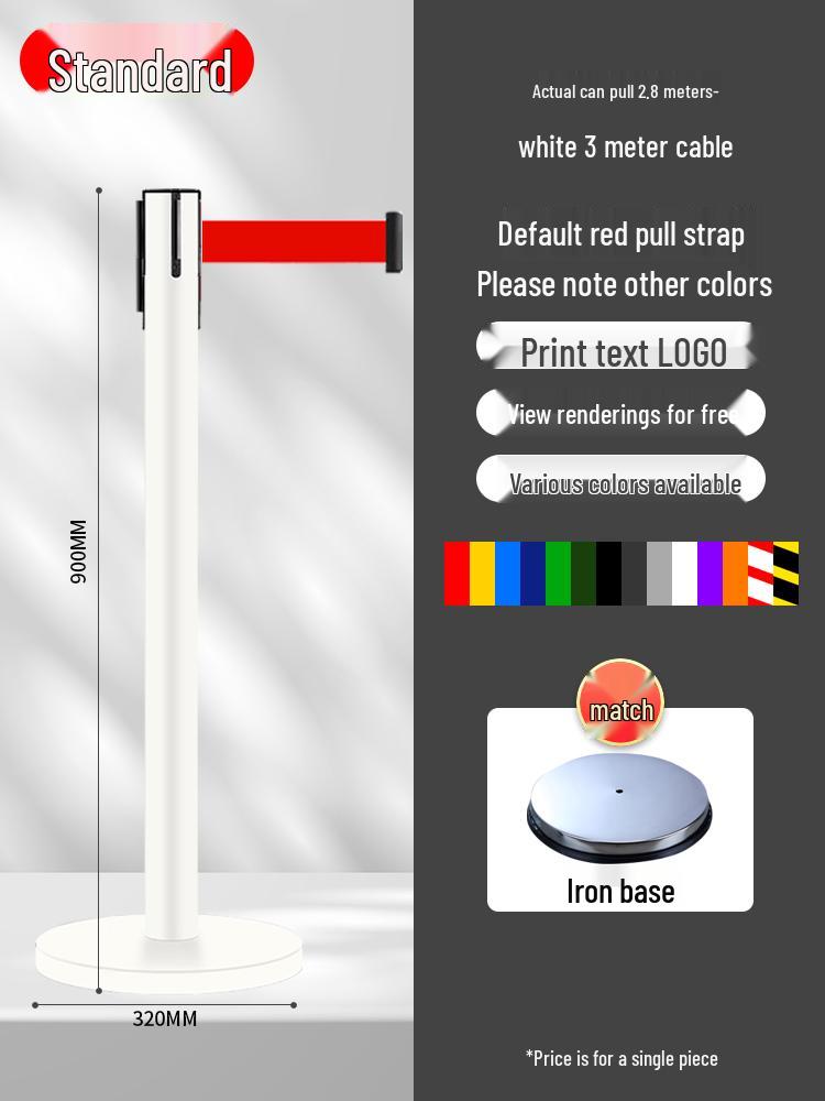 Retractable Queue Barrier Post with Belt