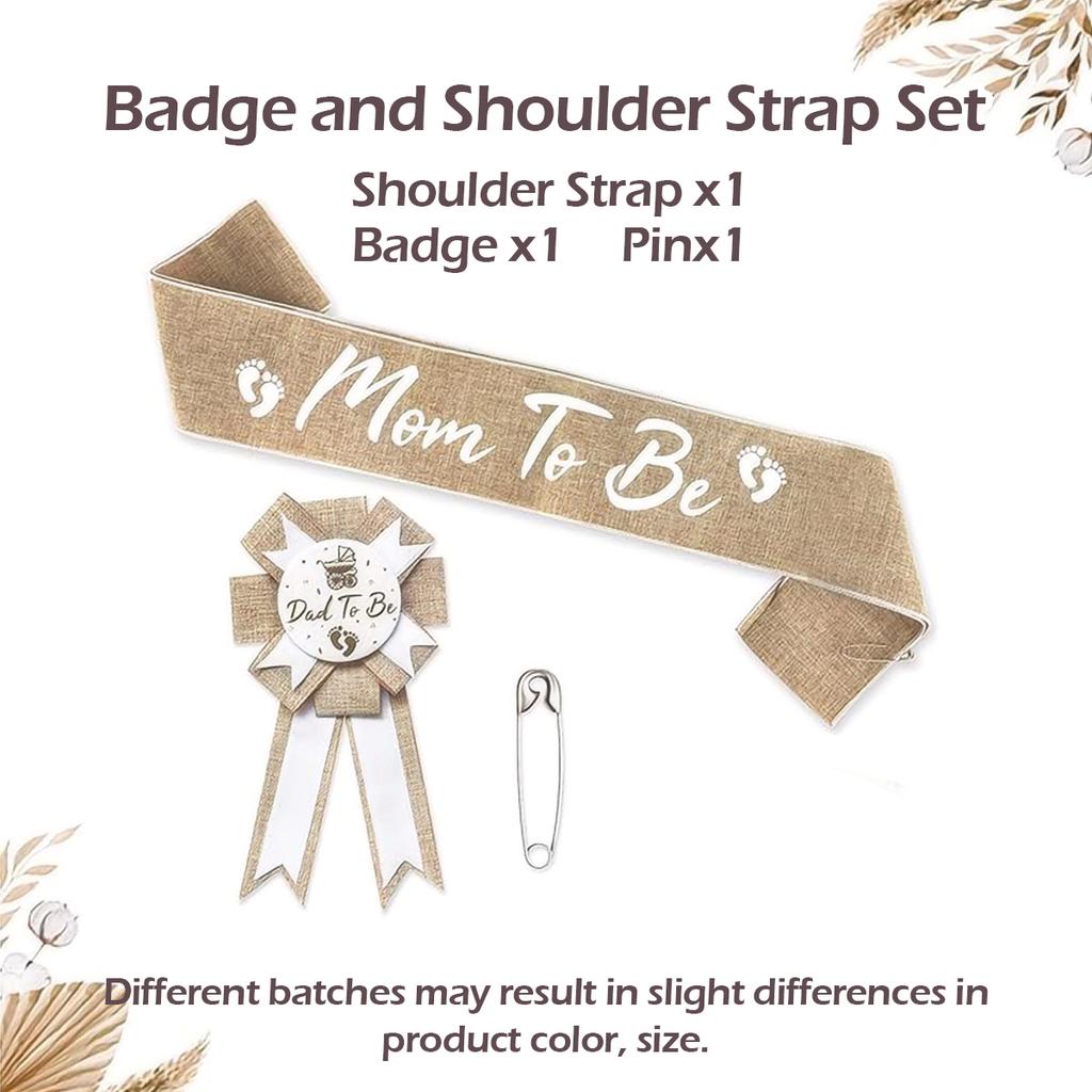 Welcome baby party tin chest flower shoulder strap silk satin set mom dad to be linen strap for baby shower