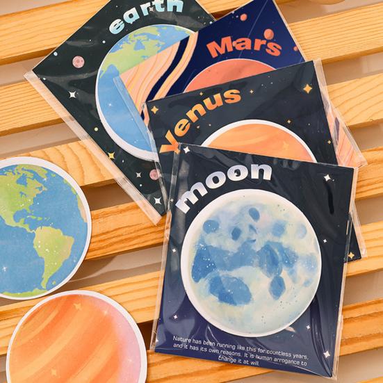 Planet-Themed Round Note Pads Creative Earth Moon Self-Adhesive Memo Pads for Students Practical Office School Supplies