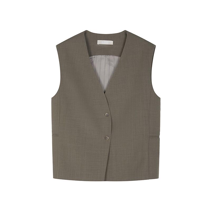 LESS 2025 Summer Short Sleeveless Wool Vest