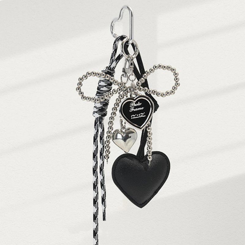 PU Leer Hart En Strik Sleutelhanger Met Modieuze Geweven Lanyard Handgemaakte Tas Bedel Veelzijdige Sleutelhouder Voor Vrouwen