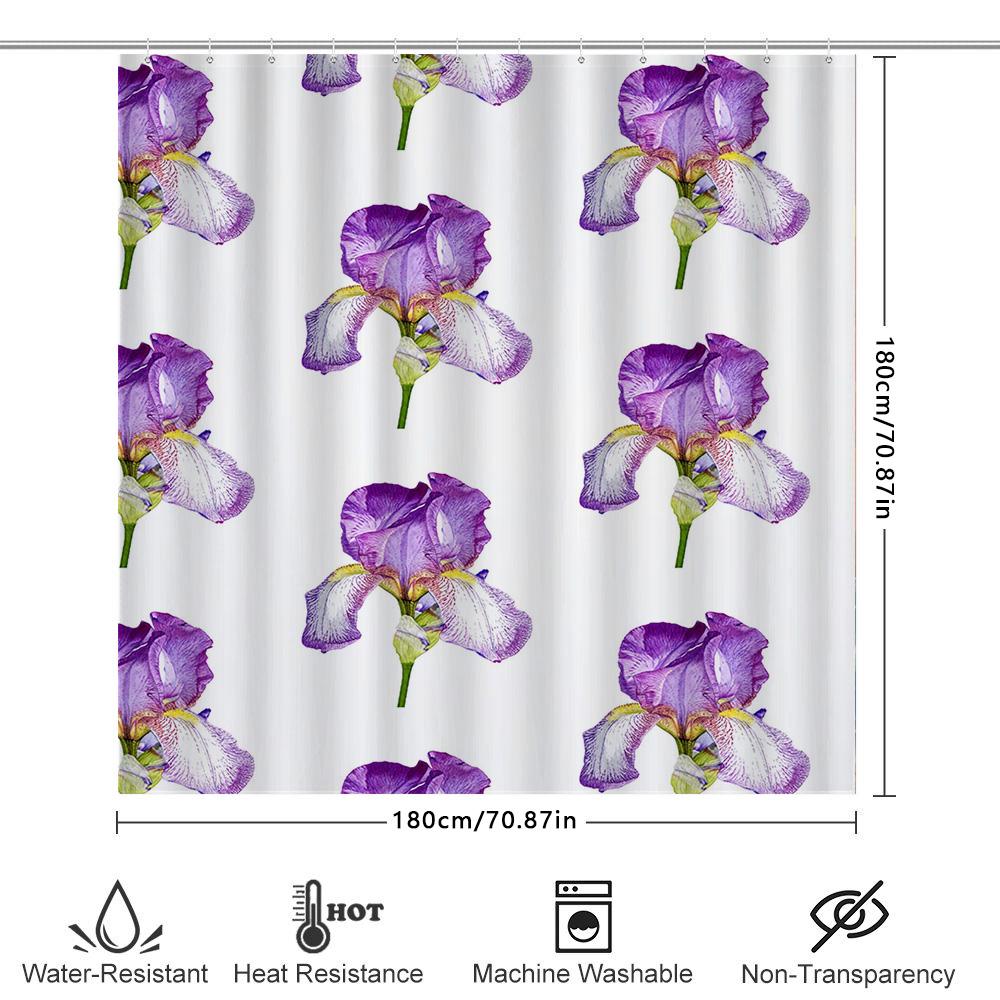 Enchanting Iris Garden: Purple Flower Shower Curtain For A Fresh And Nature-Inspired Bathroom Dcor