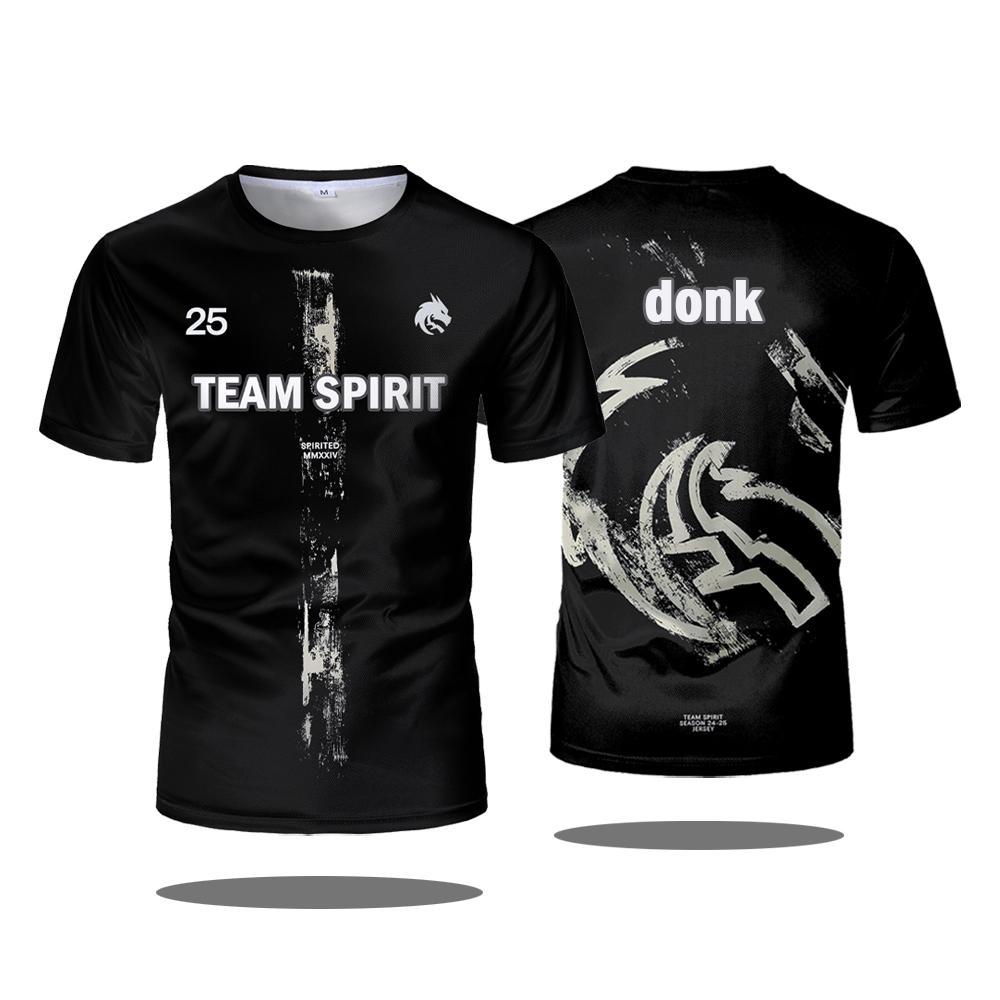 Team Spirit 2025 Nové dresy CS2 Esports Uniformy Donk Trička CSGO Herní Tréninkové oblečení Pánské a dámské sportovní topy