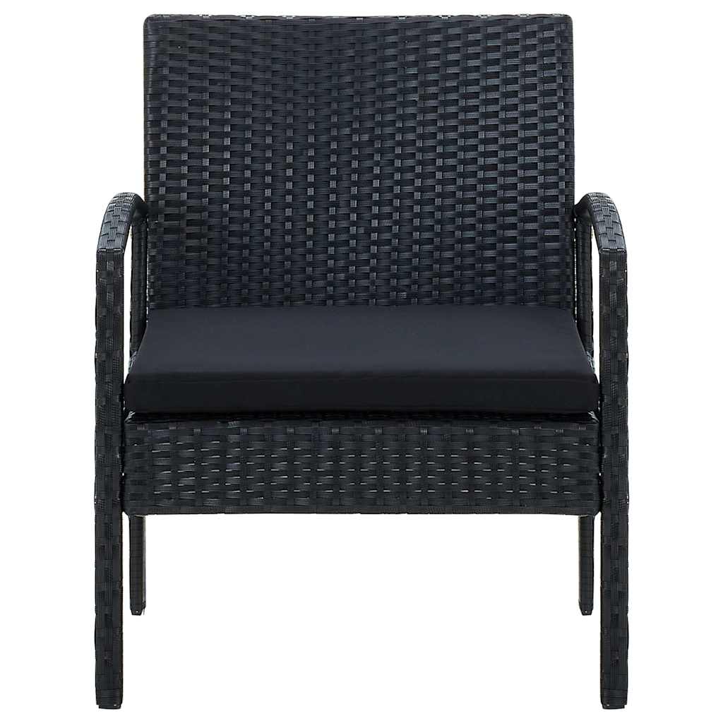 Garden Chair with Cushion Poly Rattan Black
