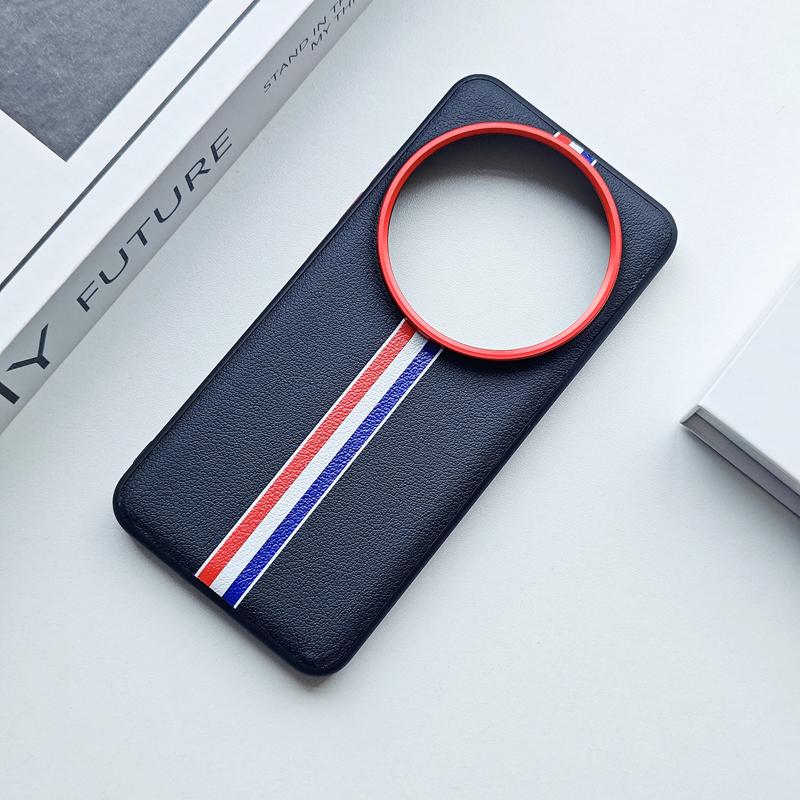 For Xiaomi 15 14 13 Ultra Case  Tricolor stripe PU Leather +TPU Edge Lens Camera Protection Cover for Xiaomi Mi 15 Ultra