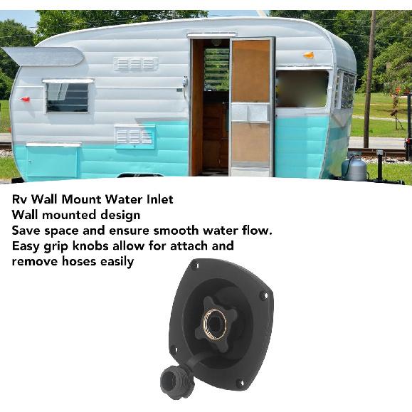 RV Wall Mount Water Inlet Pressure Regulated City Water Entry with Quick Connector ABS Pressure Regulated Entry for Trailer Boat (Black)