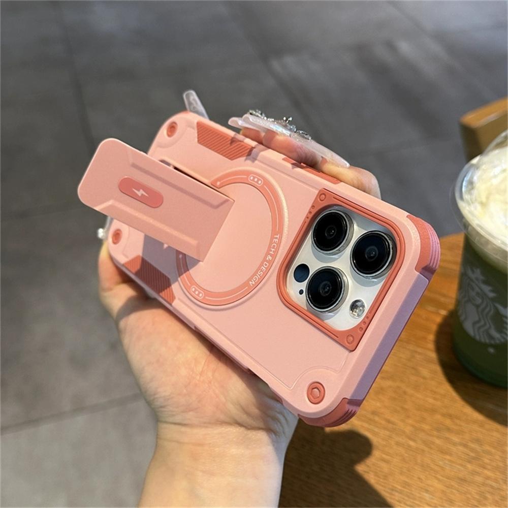 Military Hard Matte Defender Shockproof for Magsafe Case For iPhone 16 15 14 13 12 11 Pro Max Plus Luxury Magnetic Stand Cover