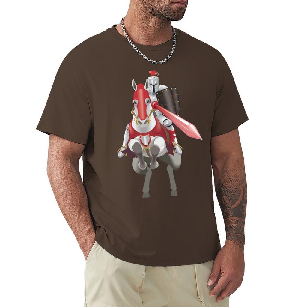 Medieval Knight In Armor On Horse T-Shirt Summer Tops Animal Prinfor Boys New Edition Fruit Of The Loom Mens T Shirts