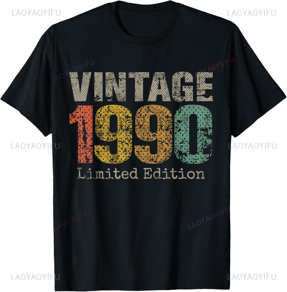 Vintage 1990 Limited Edition 35th Birthday Gifts 35 Year Old T-Shirt Unisex Summer Streetwear Tops Streetwear Ropa Hombre
