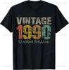 Vintage 1990 Limited Edition 35th Birthday Gifts 35 Year Old T-Shirt Unisex Summer Streetwear Tops Streetwear Ropa Hombre
