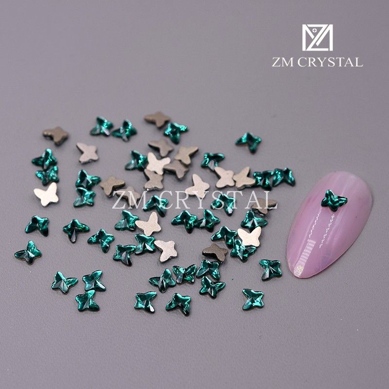

Export New 4mm Small Size Butterfly Color Nail Art Fancy Shape Diamonds Bottoming Drill Gold Bottom Diamond Nail Rhinestone-Sticking [Flats 4mm small size butterfly] Emerald 20