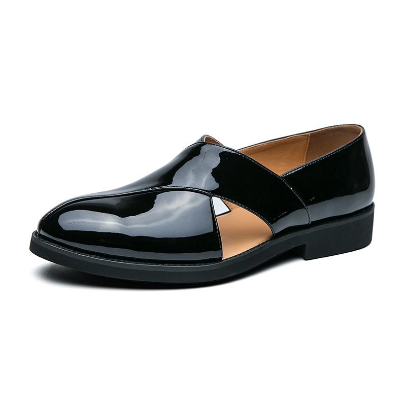 2024 Men s Plus Size Glossy Patent Leather Slip-On Loafers - Breathable & Cool 38