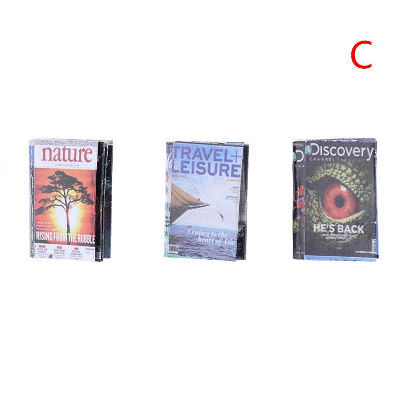 3Pcs/Set 1:12 Dollhouse Miniature Book Mini Magazine Model Accessories Toys
