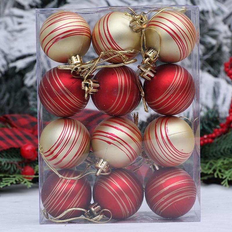 Plastic Christmas Tree Decorations Accessories Colorful Handcrafted Spherical Orbs in Gift Box for Festival Event