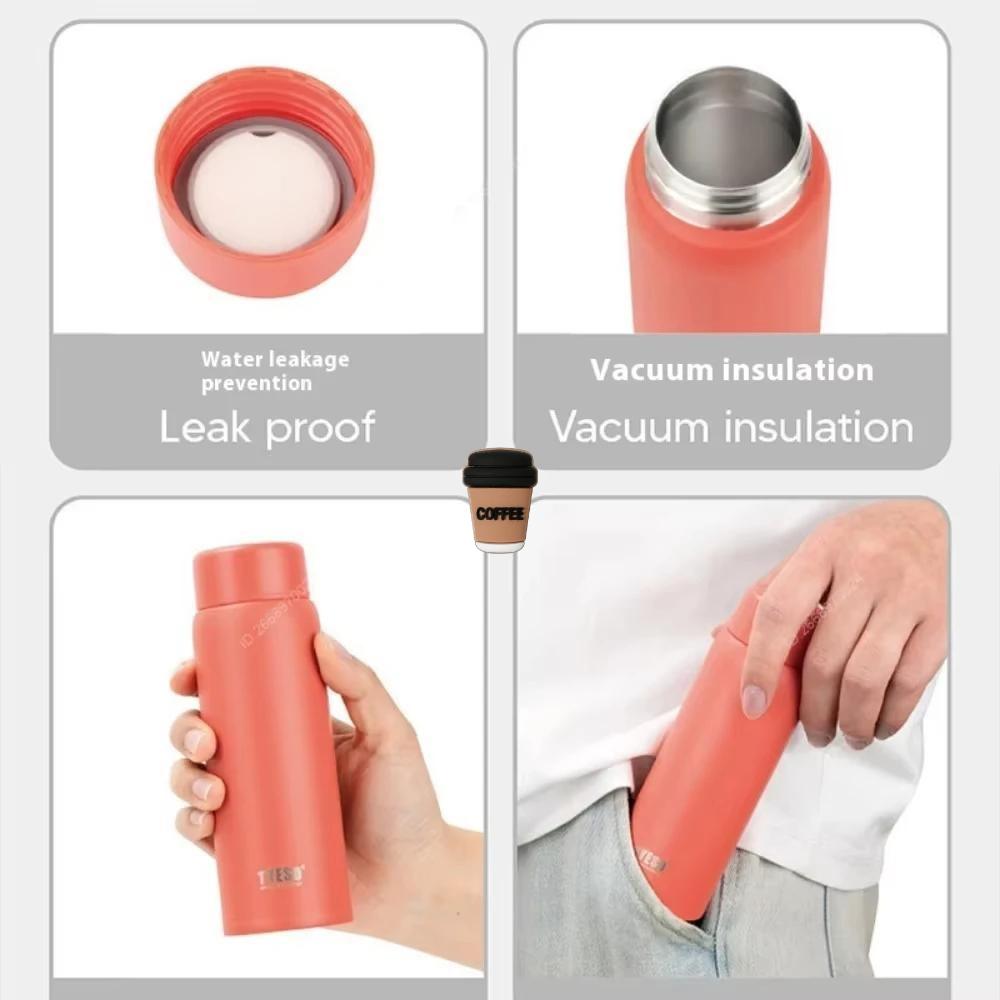 Tyeso 150ml Pocket Insulated Water Bottle Stainless Steel Compact Slim Design High Aesthetic Appeal Cute Perfect for Work Office with Coffee Sticker