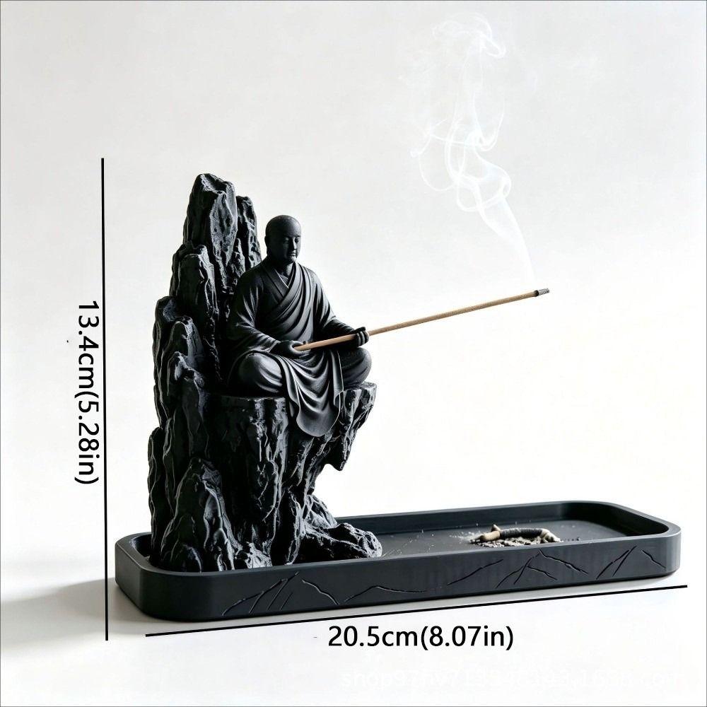 3D Printed Zen Monk Stick Incense Holder Chinese Style Monk Figurine Censer  Indoor Use