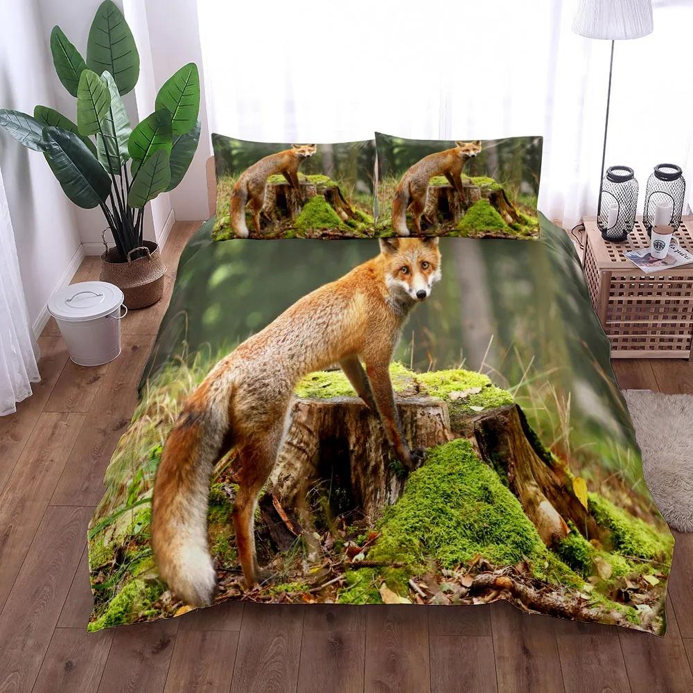 Retro Foxes Duvet Cover Set EU Single Double King US Twin Full Queen Size Bed Linen Set