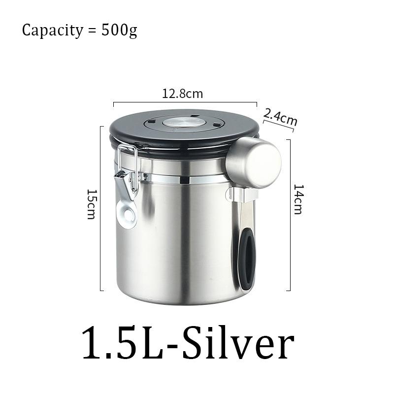 Stainless Steel Coffee Sealed Can Coffee Bean Storage Can with Date Tracker with Spoon One Way Exhaust Preservate Cafe Use