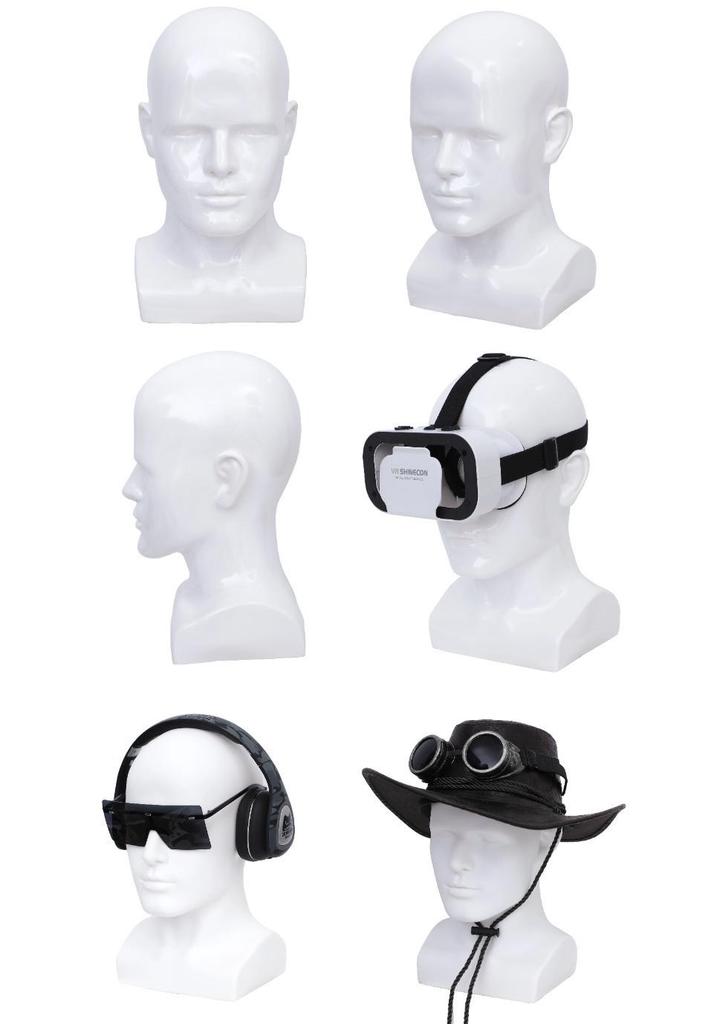 Men's Mannequin Head with Shoulder for Displaying Hats, Masks, and Glasses