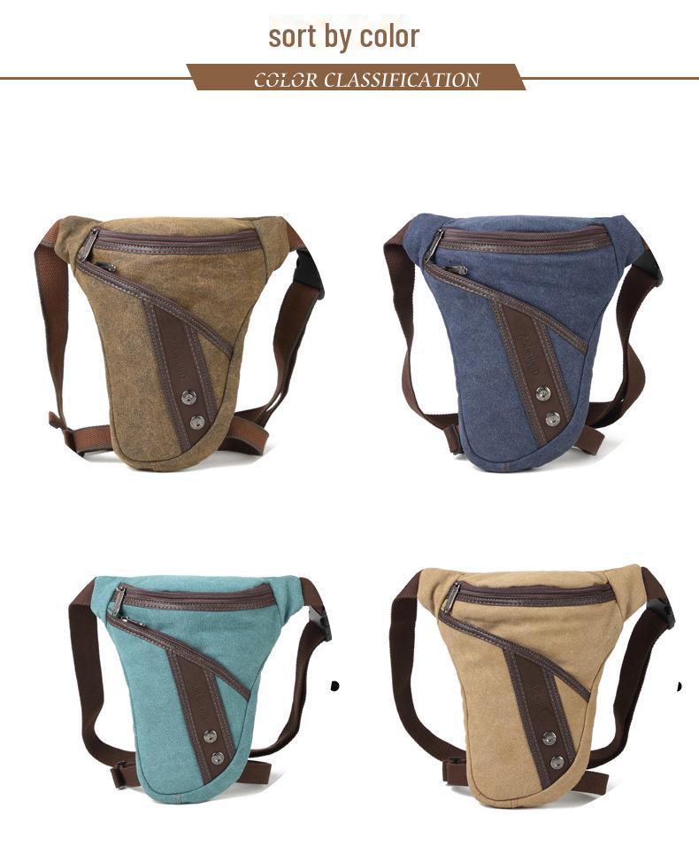 Pánská retro plátěná taška na nohu - Odolná taška přes rameno a messenger