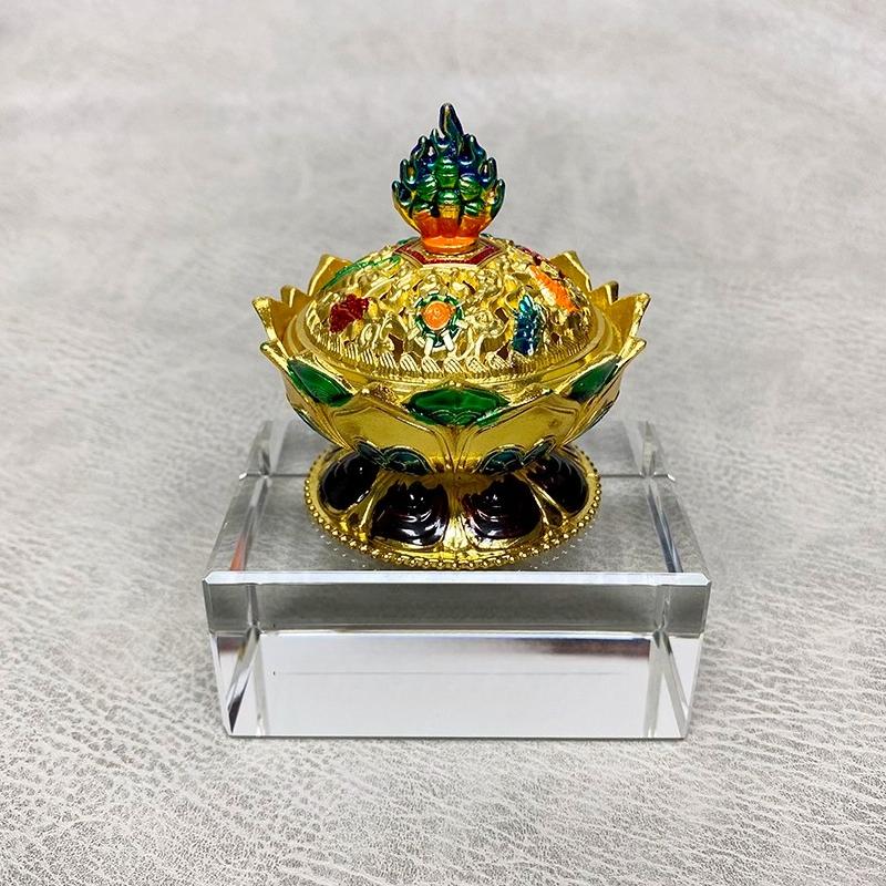 

Gold/Red Copper/Bronze Incense Burner Mongolia Lotus Alloy Censer Buddhist Supplies Tea Ceremony Desktop Placement Decoration золотистый
