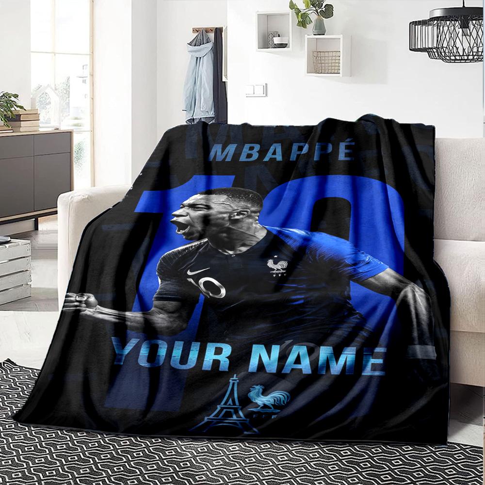 Mbappé Personalized Name Blanket Cozy Customizable Blanket Comfortable Perfect for Picnics Bedding Office Chair Office for All Occasions