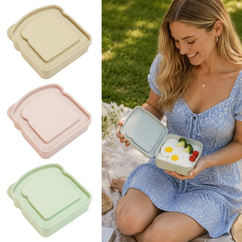 With Lid Toast Shape Lunch Box Portable Food Container New Snack Storage Box Kitchen Storage