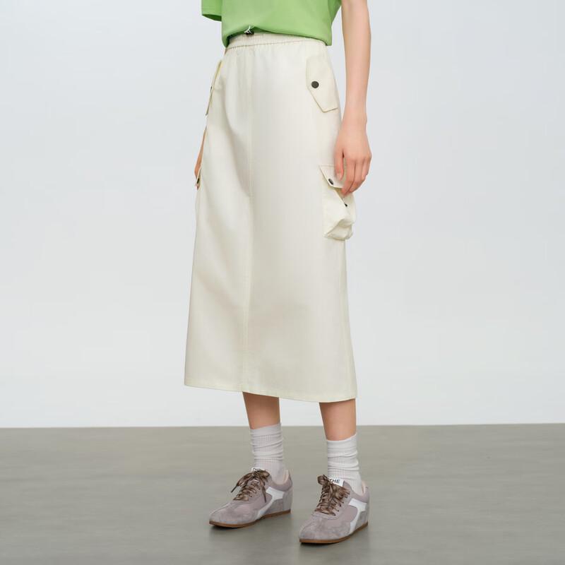 Elva' Island Women's High-Waist A-Line Slit Midi Skirt