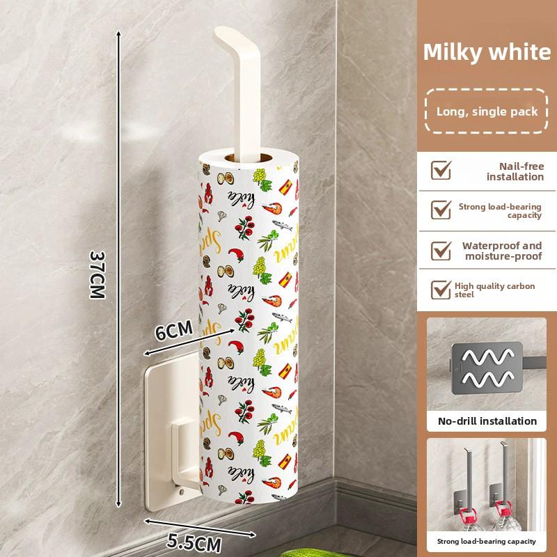 1PC Wall-Mounted Kitchen Cleaning Cloth Cling Film Holder Bathroom Paper Holder Flexible Easy Installation No Drilling Required