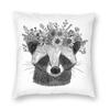 Badger Wearing Flower Crown Square Pillowcase Polyester Linen Velvet Printed Zip Decorative Pillow Case Home Cushion Cover