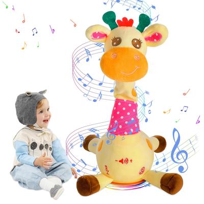 JISON21 Tanzende Giraffe Spielzeug mit Aufnahmefunktion, Einstellbarer Lautstärke, Sprechendes Plüschtier, Tanzen, Aufnehmen, Singen und LED-Lichtern. Beinhaltet