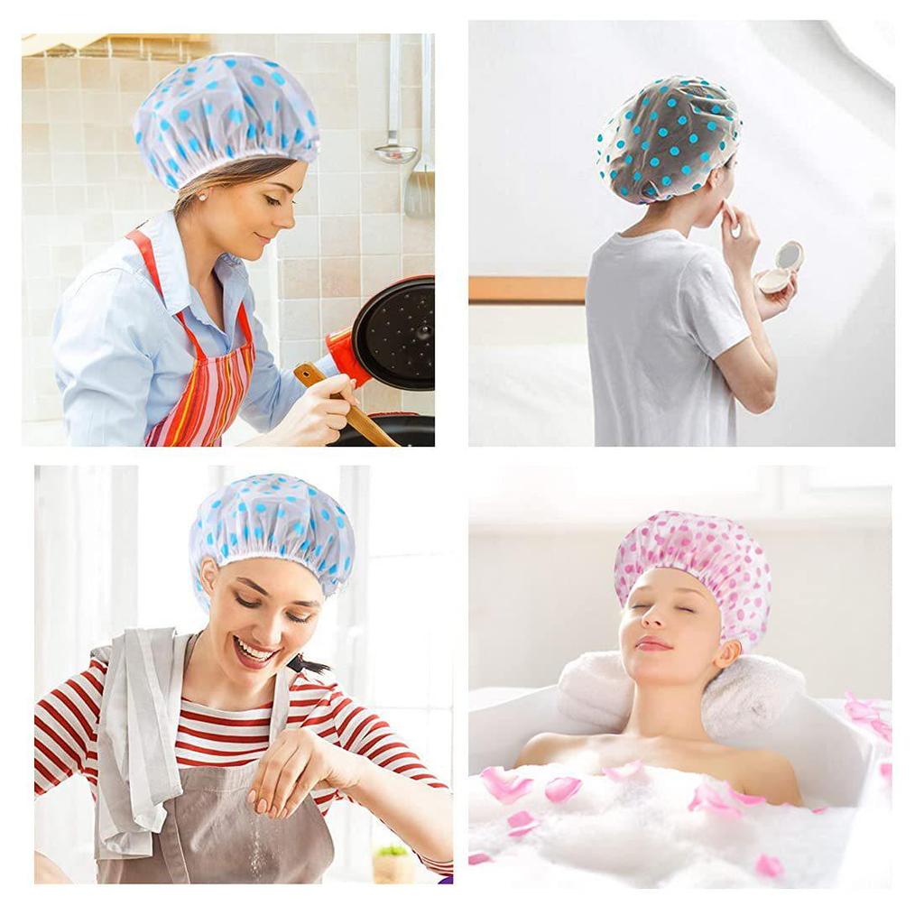 Reusable Waterproof Elastic Shower Cap for Women - Spa & Salon Hair Protection
