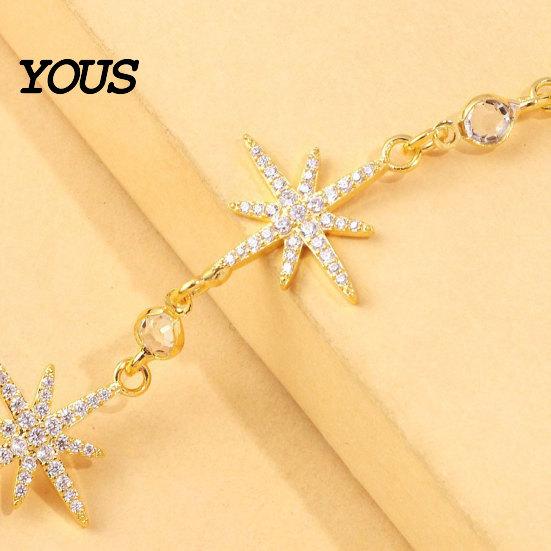 Long-lasting Shine Bracelet Eight-pointed Star Mitten Bracelet, Adjustable Chain Zinc Alloy Sexy Temperament Accessory Sparkling for