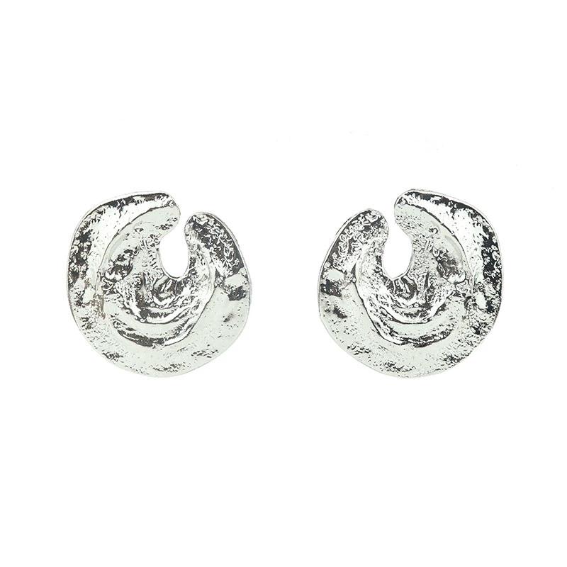 Niche Design Metal Retro Round Earrings, Exaggerated Personality Cold Style Fashion Earrings