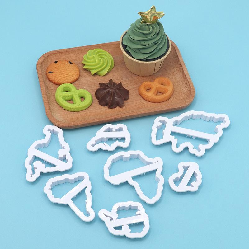 Sedm kontinentů Tvar Vykrajovátka na sušenky 3D Plastová Mapa světa Forma na sušenky Razítko na sušenky DIY Fondánová forma na dort Pečicí nástroj na cukroví