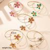 Adjustable Open Cuff Bracelets Enamel Drop Flower Floral Bangle Vintage Armlet
