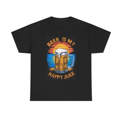 Beer Is My Happy Juice Graphic T Shirt Funny Unisex Heavy Cotton Tee