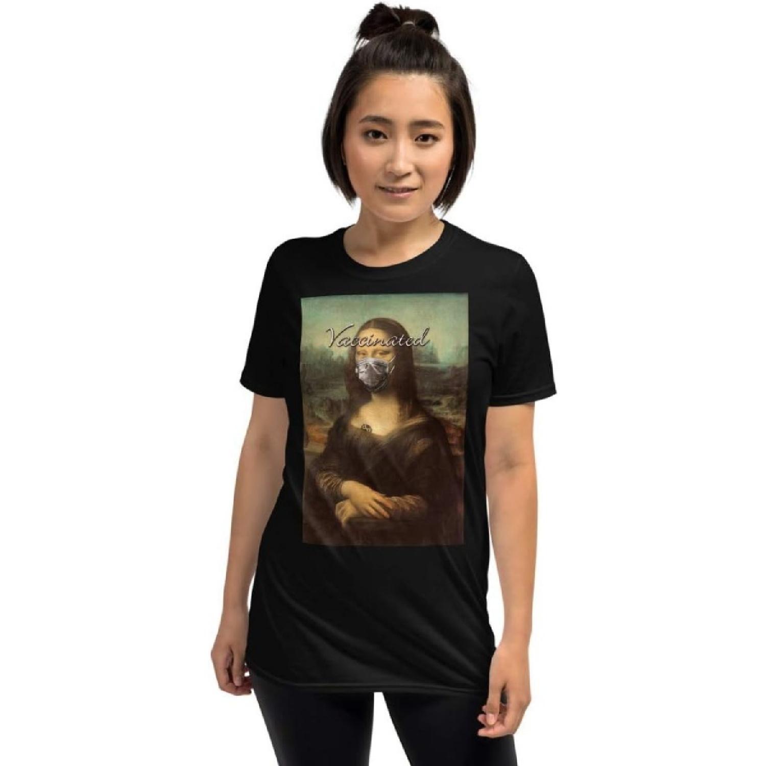 Tony Rubino Vaccine Vaccinated Mona Lisa T-Shirt Black S