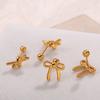 Premium Diamond Bow Earrings Stainless Steel Gold Plated Fashion Daily Earrings Women