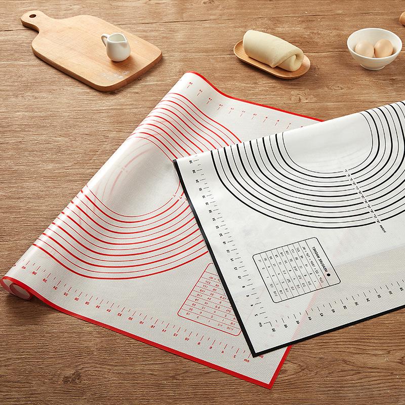 Bakmatta i silikon med måtträknare Degmatta Pizza Tårta Degmakare Kök Matlagning Grill Non-Stick Redskap Bakverk