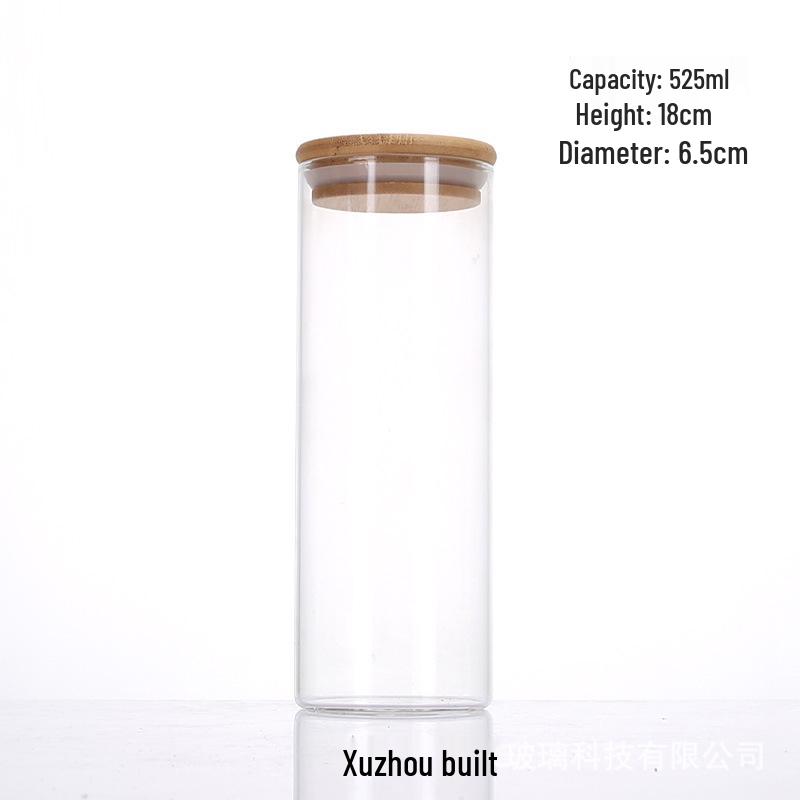 Borosilicate Glass Storage Jar with Bamboo Lid - Ideal for Grains, Seasonings, Candy, or Tea.